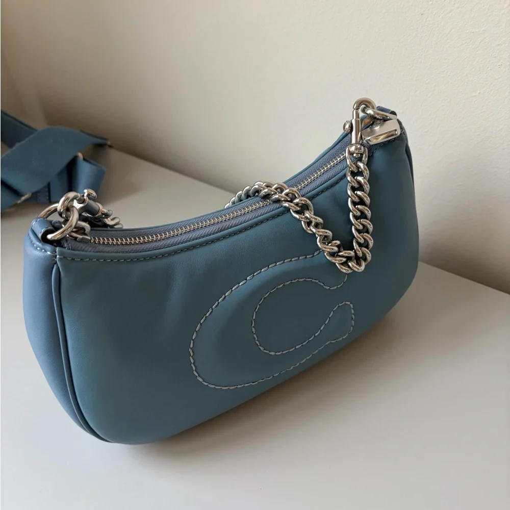 Coach Teri Quilted Shoulder/Crossbody Bag Like New Blue